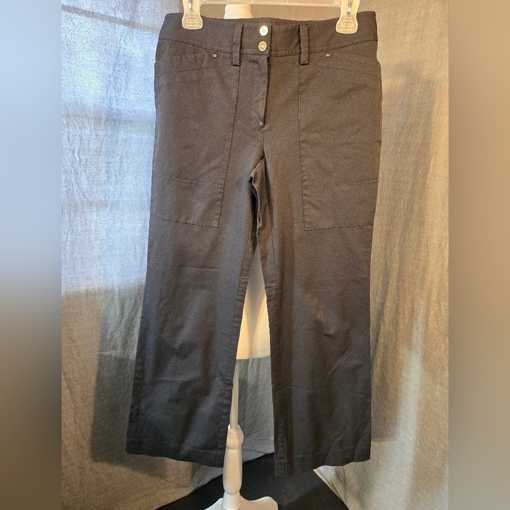 Tommy Hilfiger Pants 6 Womens Regular Size Black Chino Janie Fit Stretch Crop